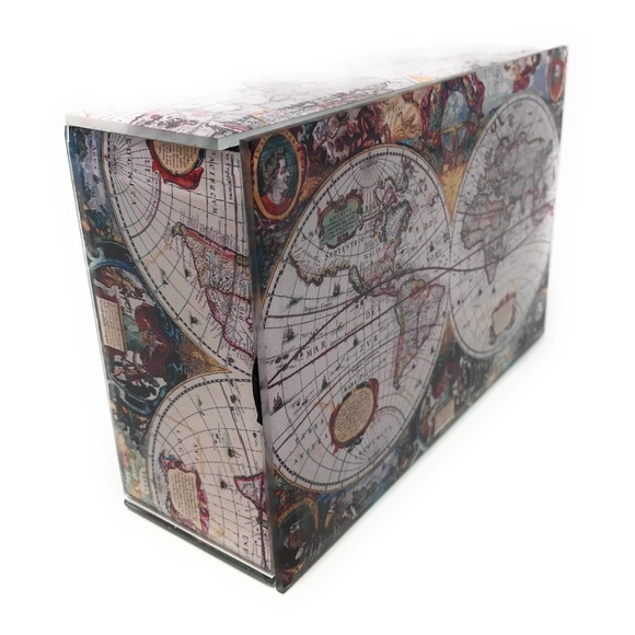 Beveled Glass Keepsake Box, Antique Old World Map - Jewelry Trinkets, Lined - Picture 9 of 9